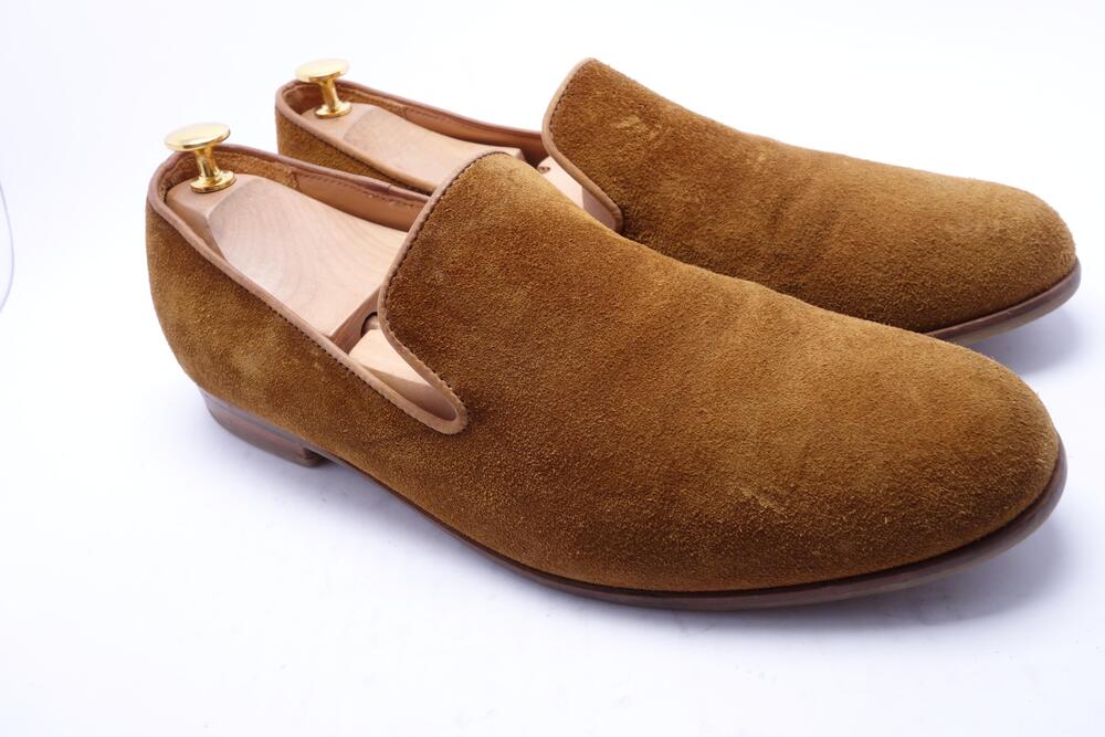 Duke + Dexter Shoes Mens Size 12 Brown Suede Loafers Slip On Handmade UK